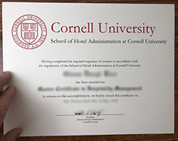 Cornell University School Of Hotel Administration Diploma Certificate.