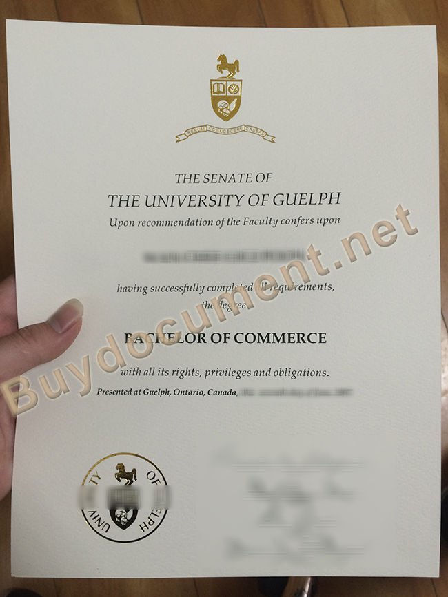 University of Guelph degree sample, University of Guelph diploma