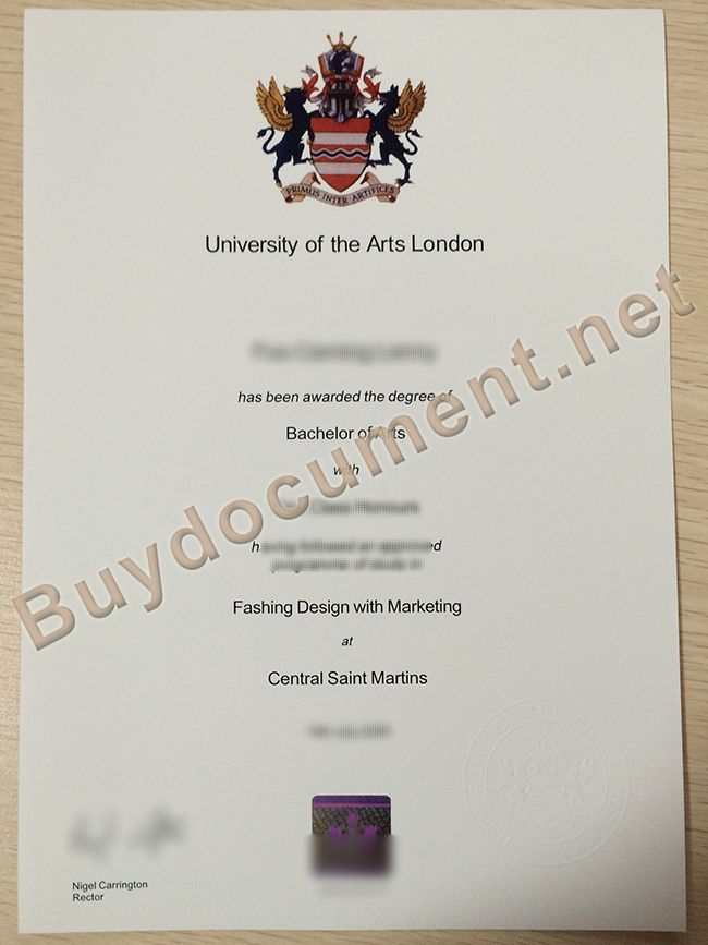 fake University of the Arts London diploma, University of the Arts London degee sample