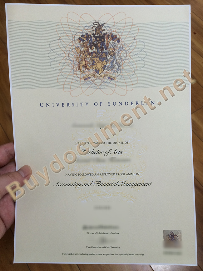 University of Sunderland degree sample, University of Sunderland diploma order
