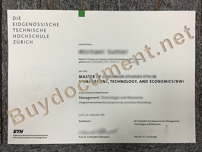ETH Zürich degree sample, buy fake ETH Zürich certificate