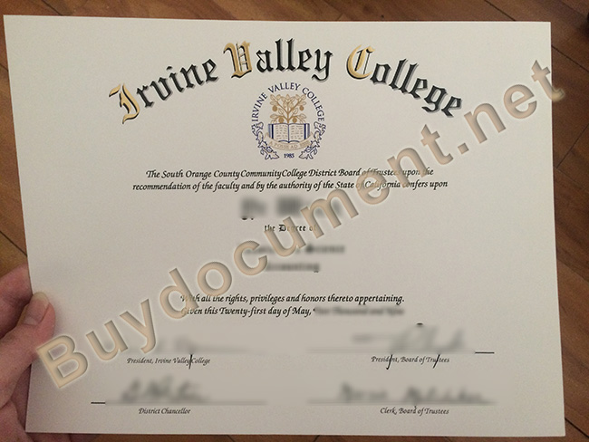 Irvine Valley College fake diploma, Irvine Valley College degree sample