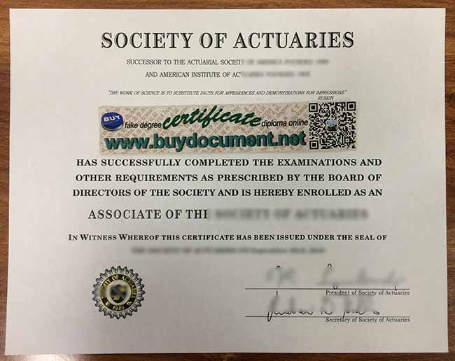 Society of Actuaries certificate, Society of Actuaries diploma, fake Society of Actuaries certificate