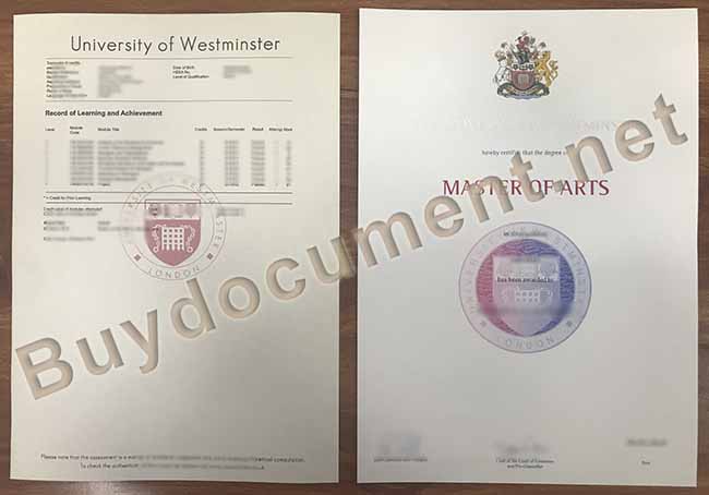 University of Westminster diploma, University of Westminster degree, University of Westminster transcript