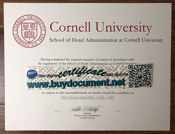 Cornell University School Of Hotel Administration Diploma Certificate