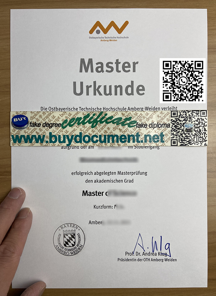 Ostbayerische Technische Hochschule Amberg-Weiden (OTH-AW) diploma. Buy fake OTH-AW degree.