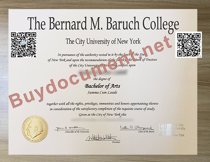 Fake Baruch College diploma,Baruch College transcript.