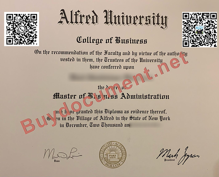 Alfred University diploma