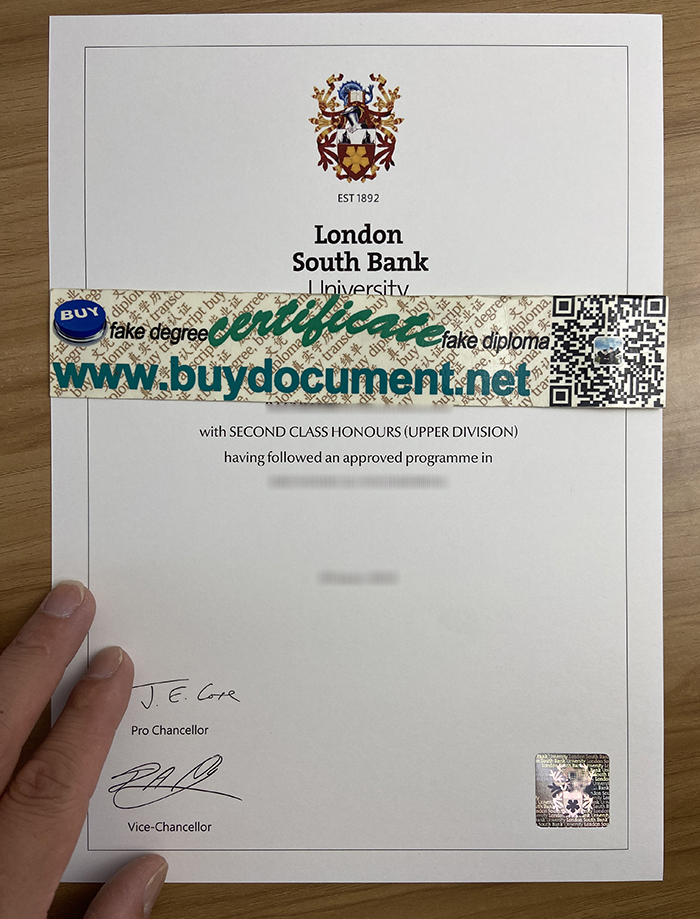 London South Bank University diploma.