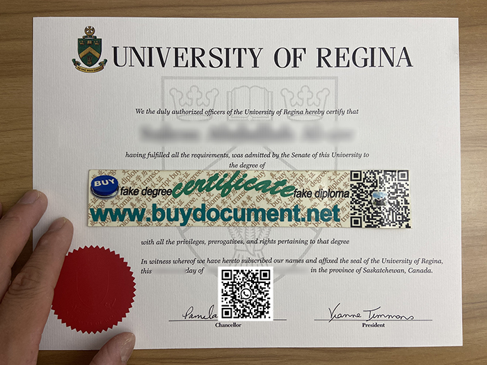 University of Regina degree certificate, University of Regina transcript.