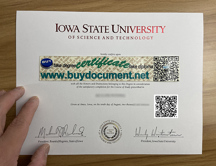 Fake Iowa State University diploma
