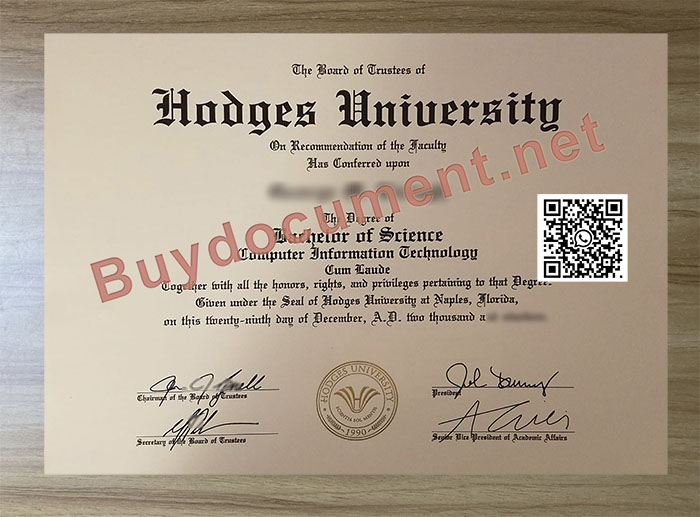 Hodges University diploma. Fake Hodges University degree.