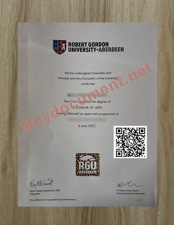 Robert Gordon University diploma, fake RGU degree, RGU diploma