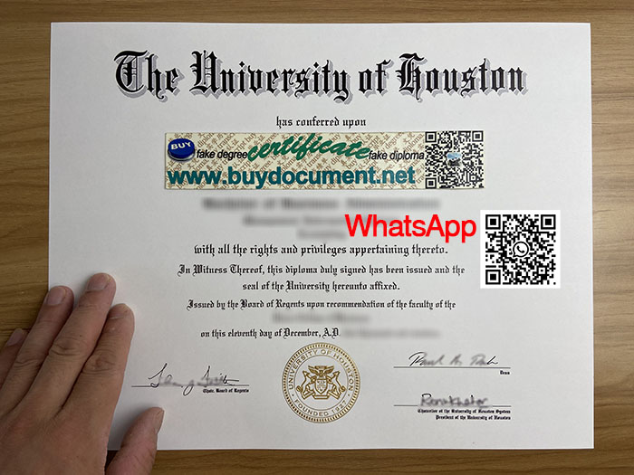 Fake University of Houston diploma. UH degree