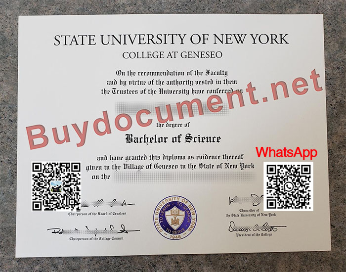 Fake SUNY Geneseo diploma. Fake SUNY Geneseo degree.