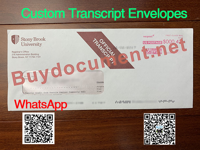 Stony Brook University envelopes. transcript envelopes