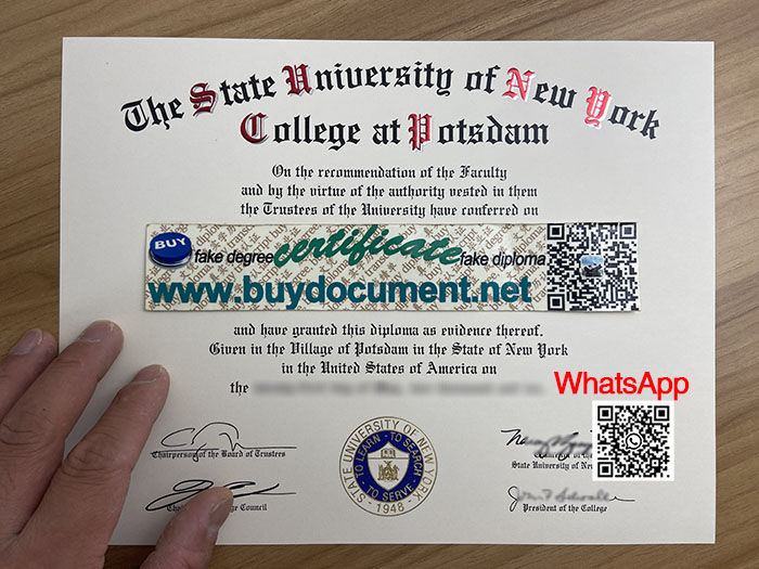 Fake SUNY Potsdam diploma.