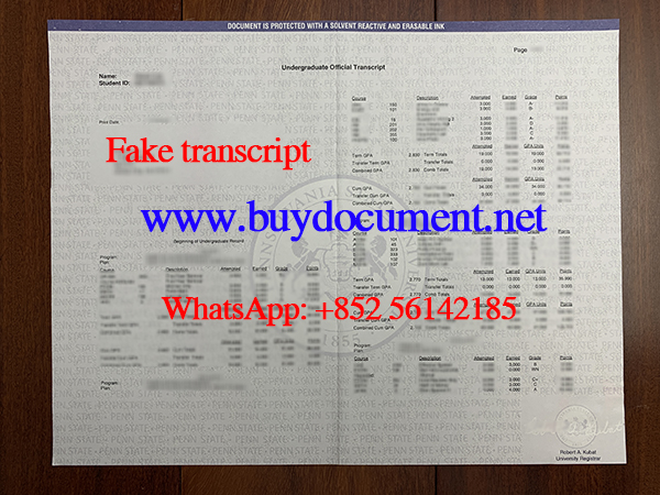 Buy Penn State transcript. Fake PSU transcript.