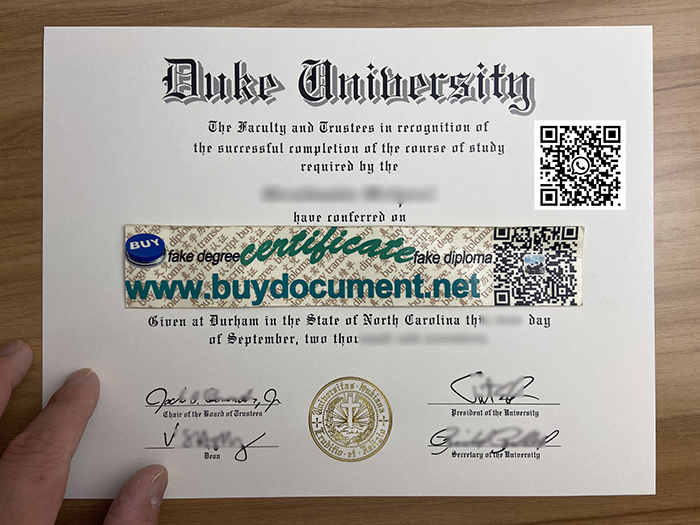 Buy fake degree from Duke University. Fake Duke University diploma for sale.