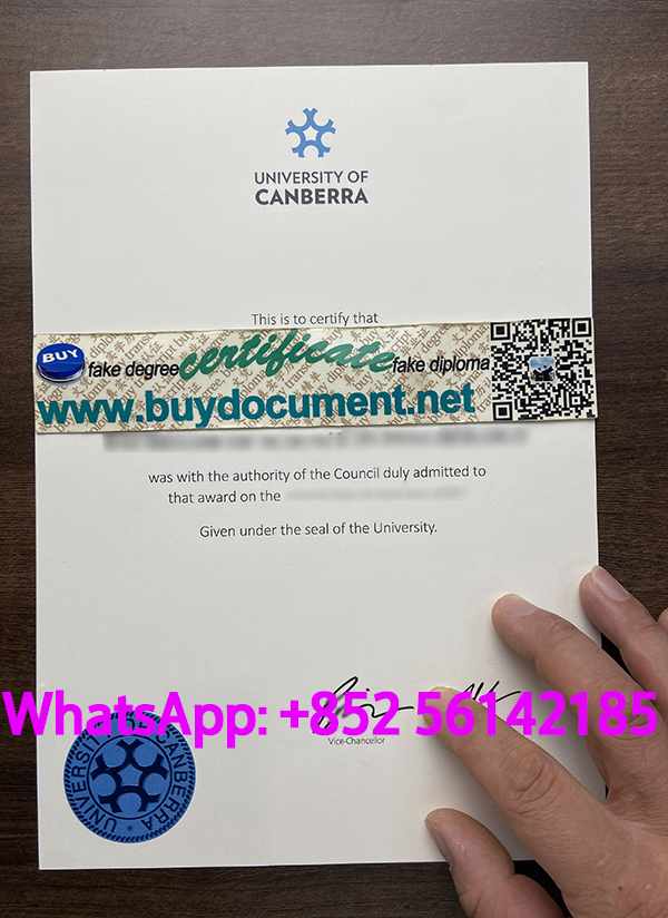 Fake University of Canberra diploma. University of Canberra degree.